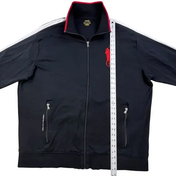 Polo Ralph Lauren Jacket Men’s 2XLT Black Big Pony Full Zip Track Athletic - Picture 9 of 9